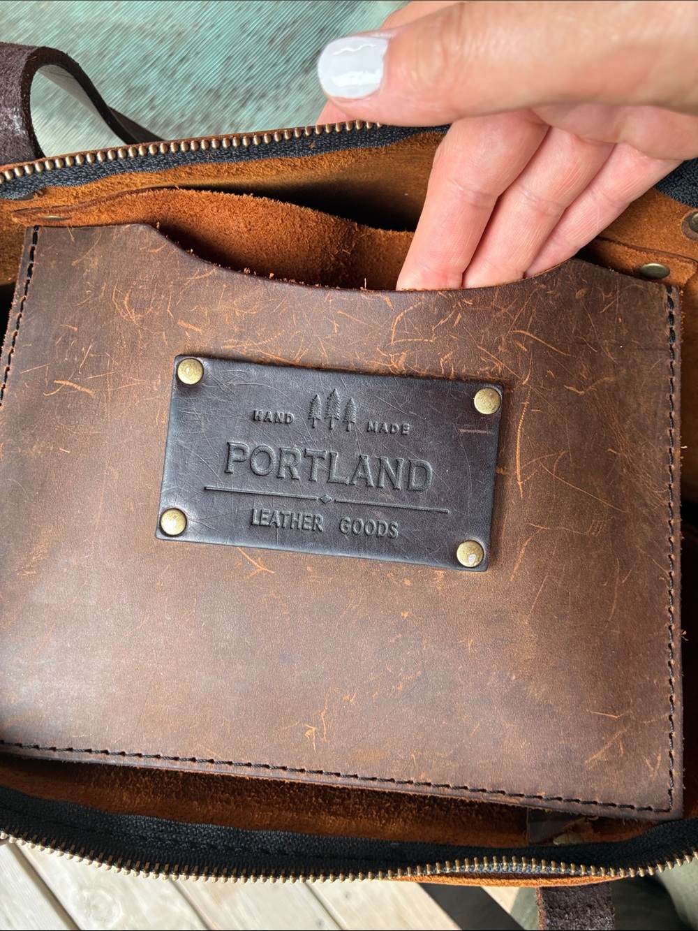 Portland Leather Zippered Large Tote Bag - Picture 9 of 16